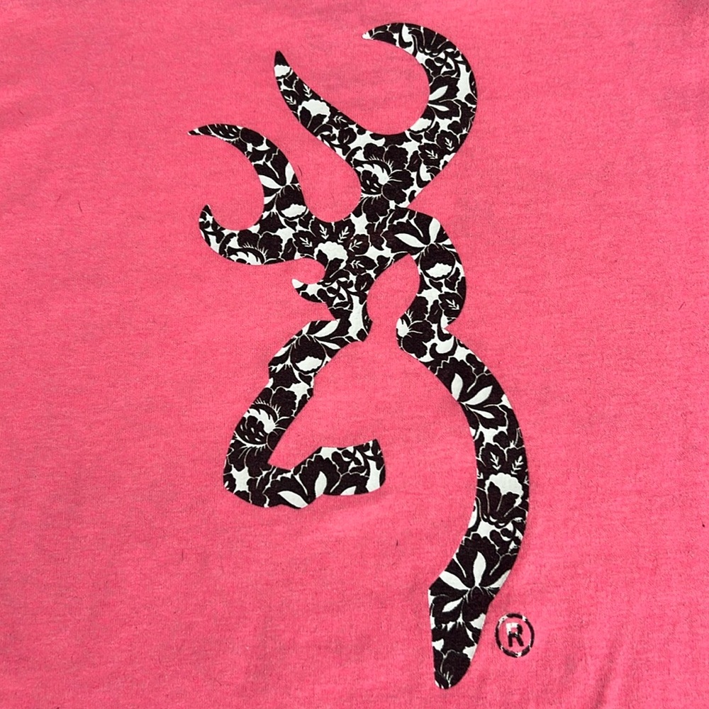 🌞 Browning short sleeve crew neck barbiecore pink tee name & logo women size S - Picture 3 of 16